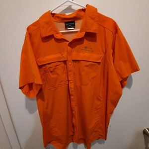 Grundéns Mens Orange Nylon Blend Button Up Short Sleeve Fishing Shirt  XL